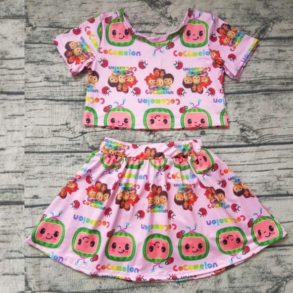 Cocomelon Cute Pink Crop Top Skort Set - Picture 1 of 11